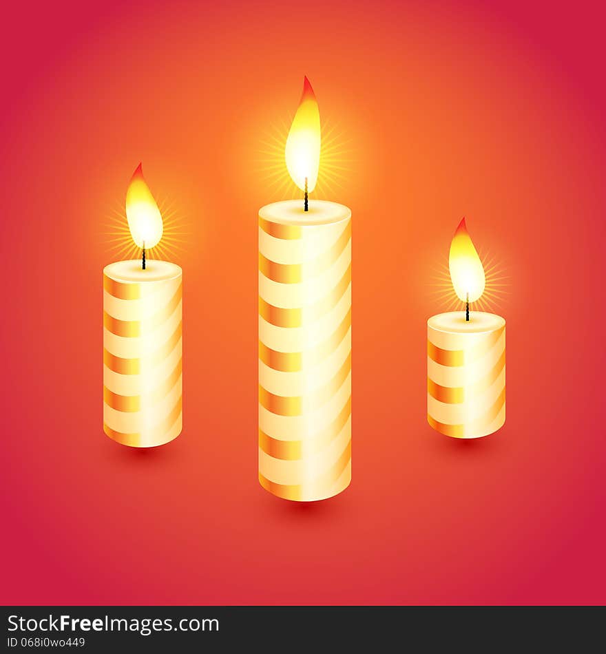 Set of candles. Vector illustration.