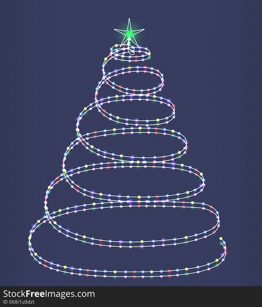 Shimmering Christmas tree on a blue background. Shimmering Christmas tree on a blue background.