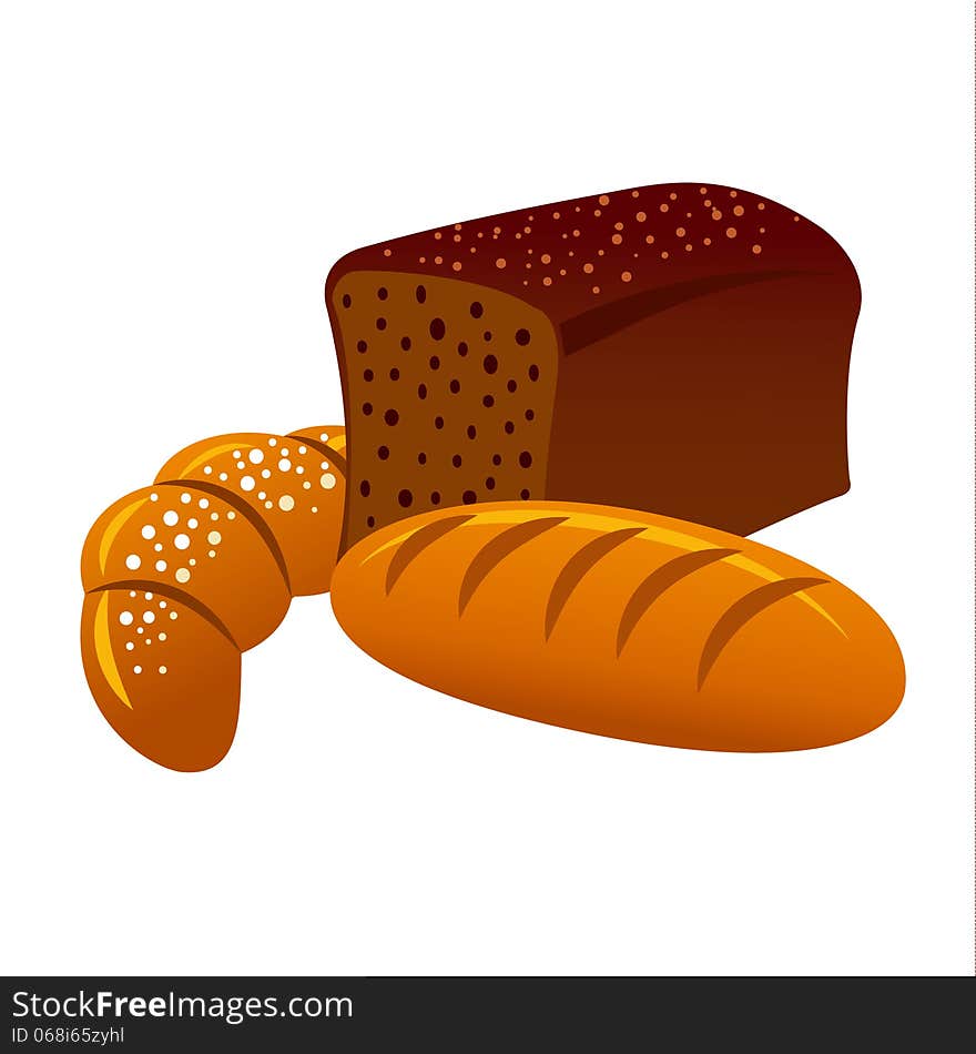 Illustration of different types of bread