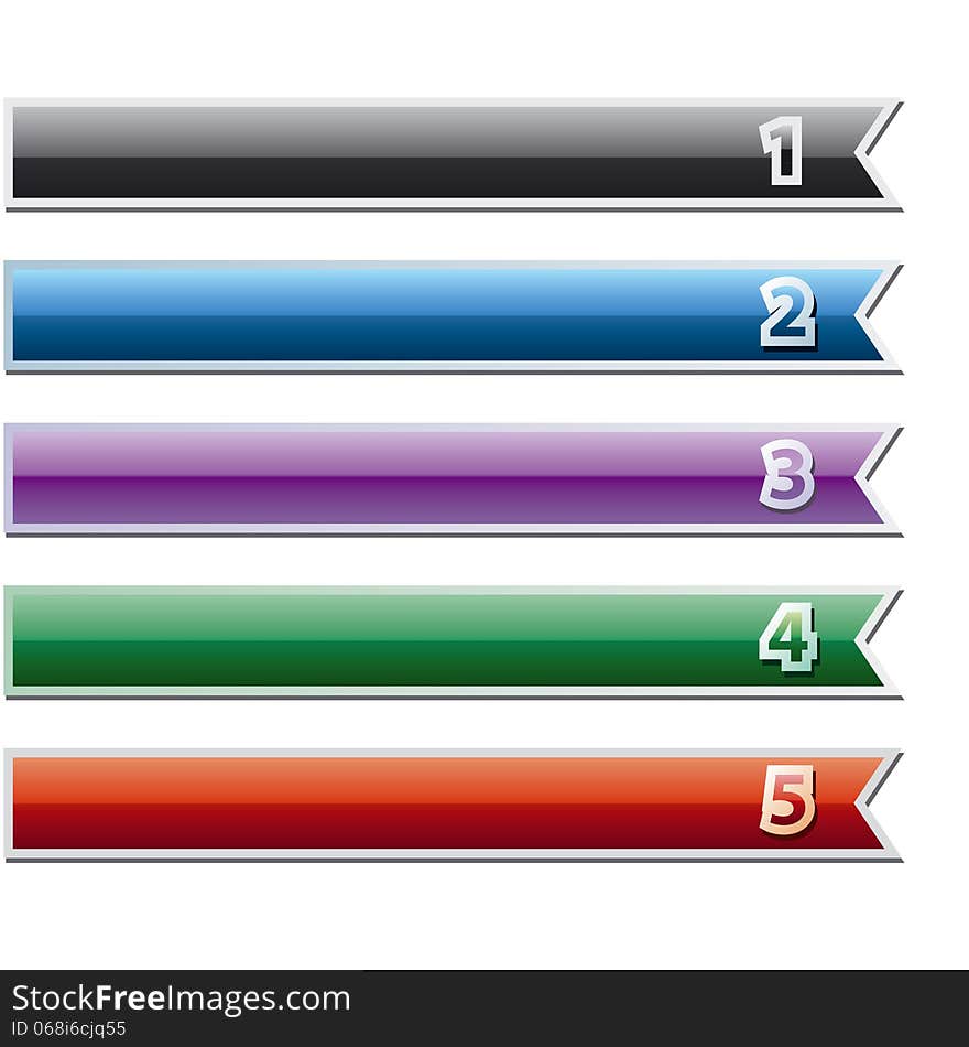 Illustration of different numbered banners