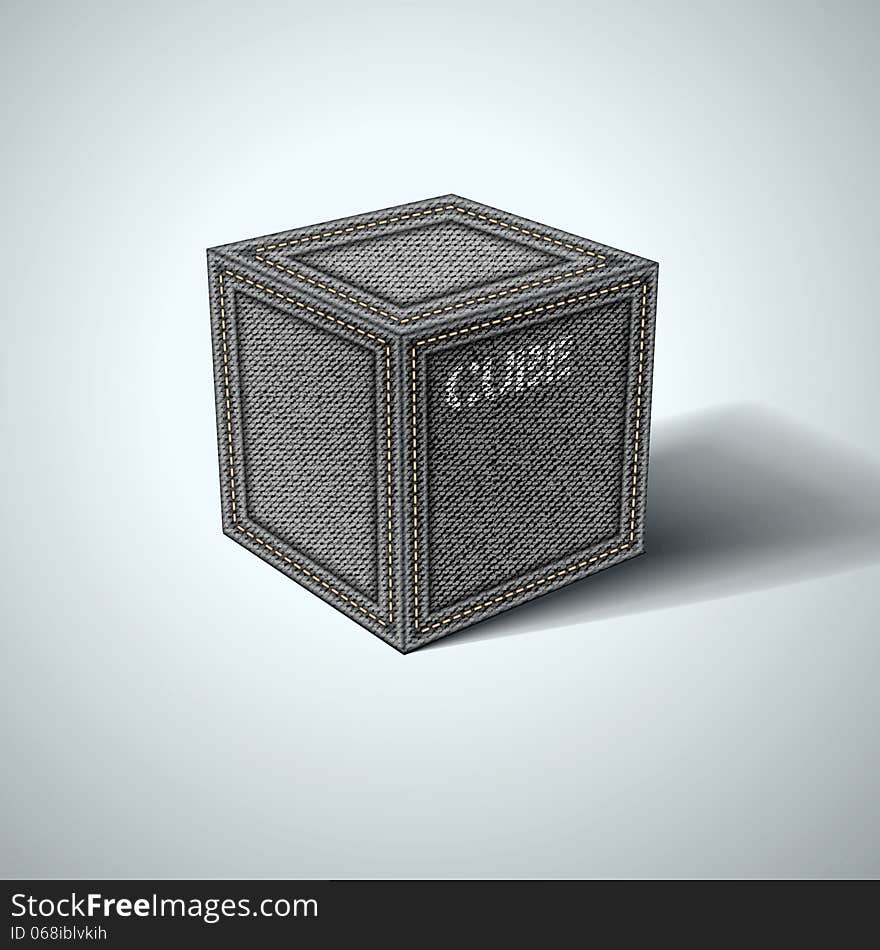 Denim cube on a white background. Vector eps 10