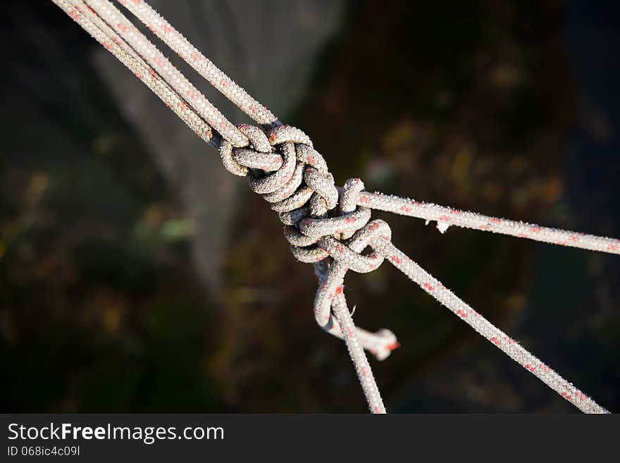 Nautical knot in day light at outdoor.