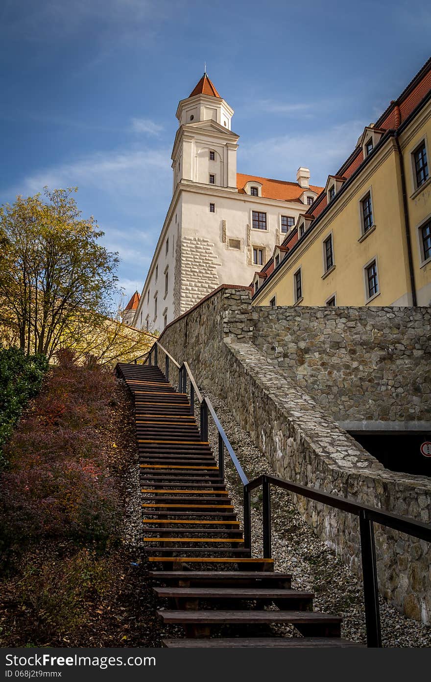 Stairs leading upto the beautiful castle of Bratislava. Stairs leading upto the beautiful castle of Bratislava