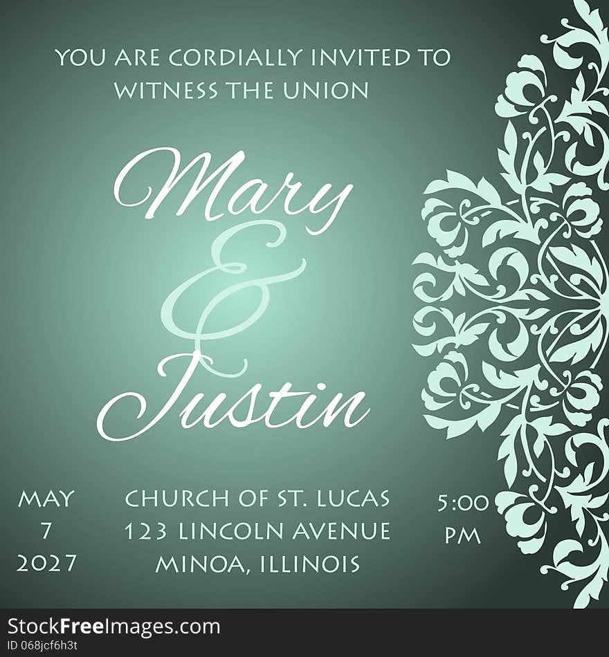 Wedding card or invitation with abstract floral background