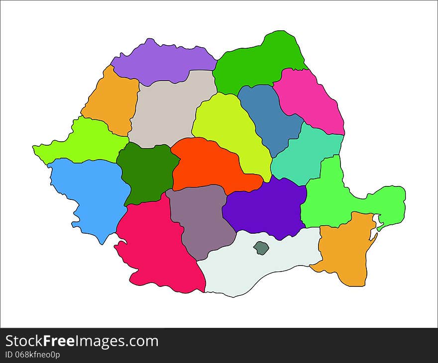 A vector based illustration of the regional map of Romania.