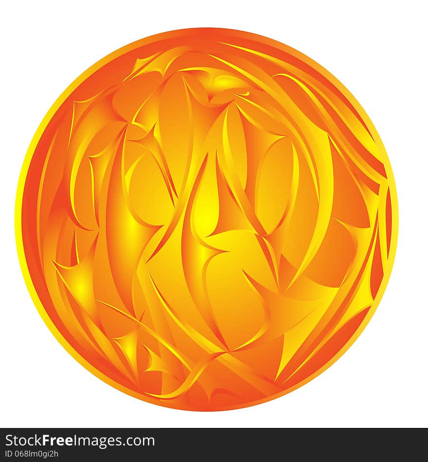 Golden abstract sphere full of filler. Golden abstract sphere full of filler