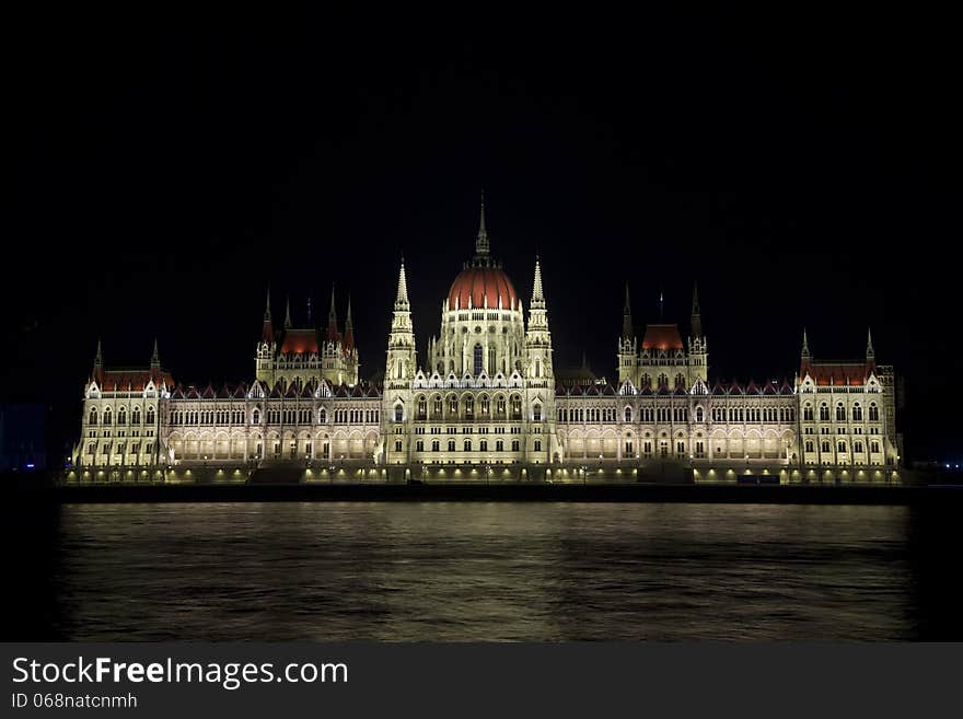 Illuminated building of Budapest Parliament, Hungary. Illuminated building of Budapest Parliament, Hungary