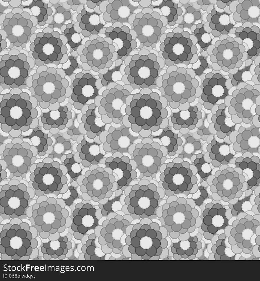 Seamless pattern of grayscale flower buds, vector illustration. Seamless pattern of grayscale flower buds, vector illustration