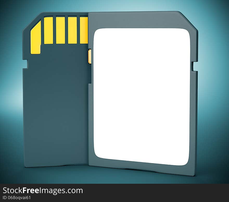 Memory flash card on dark background. 3d illustration. Memory flash card on dark background. 3d illustration