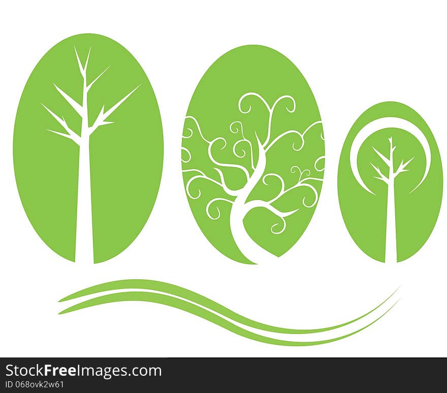 Three illustrations of a tree. Three illustrations of a tree.