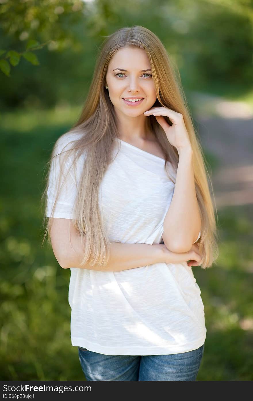 Portrait of a beautiful woman - nature background