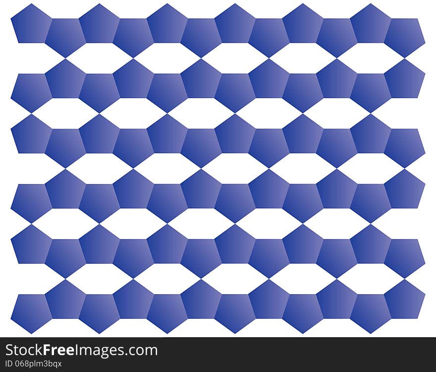 A blue pattern formed by many pentagons.