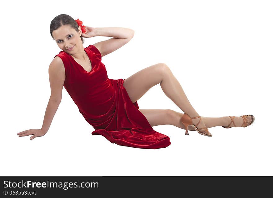 Beautiful woman sitting on the floor