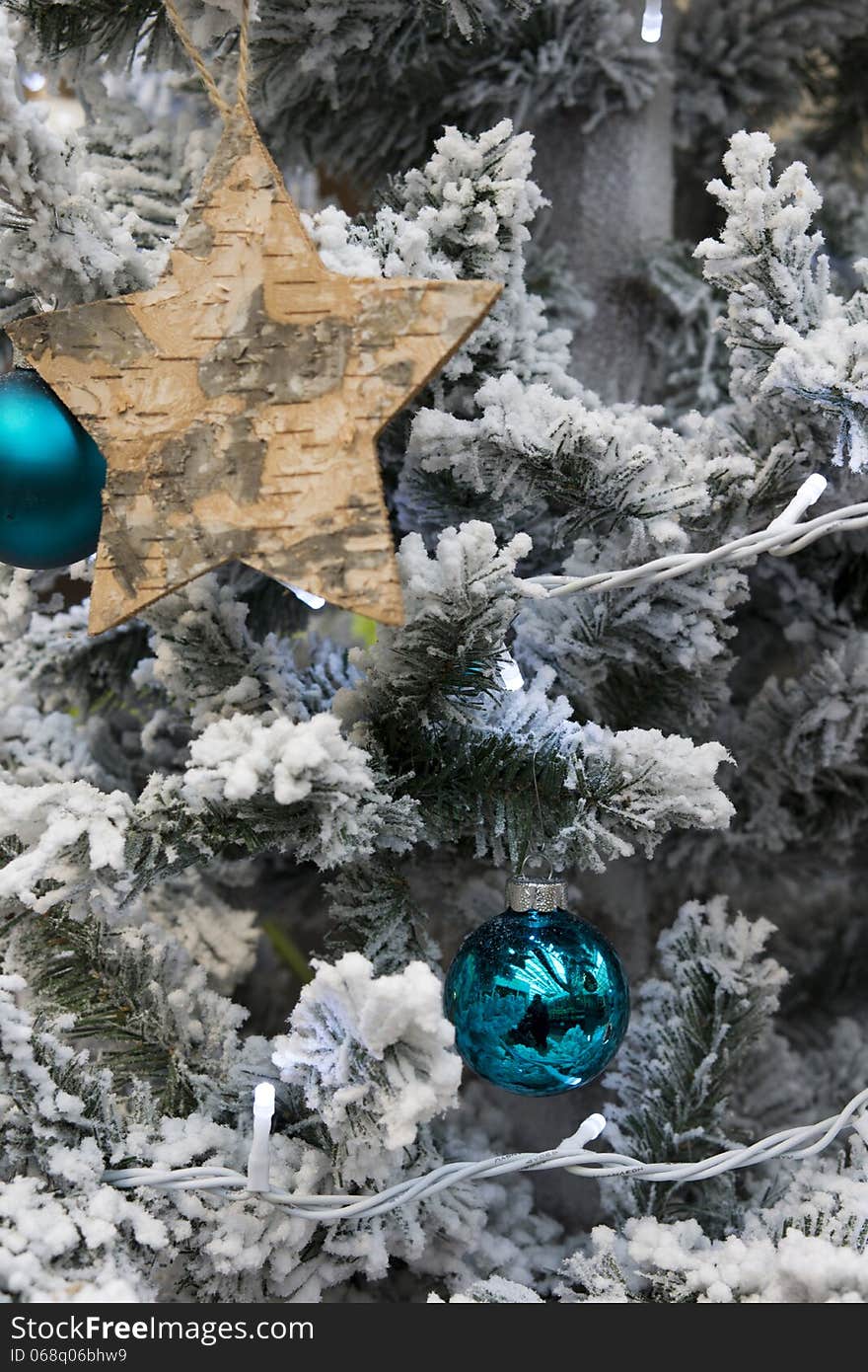 Detail of a decorated Christmas tree