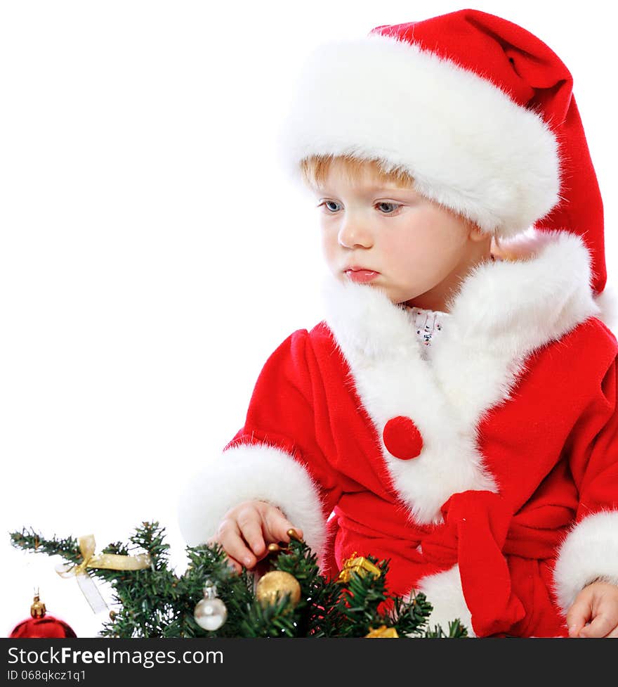 Little Girl Dressed In Santa Claus