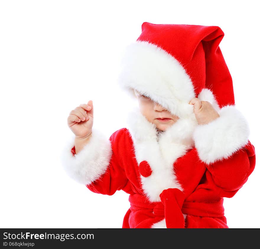 Little Girl Dressed In Santa Claus