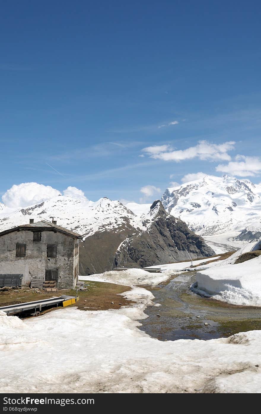 Old house at Schwarzsee in Swiss Alps