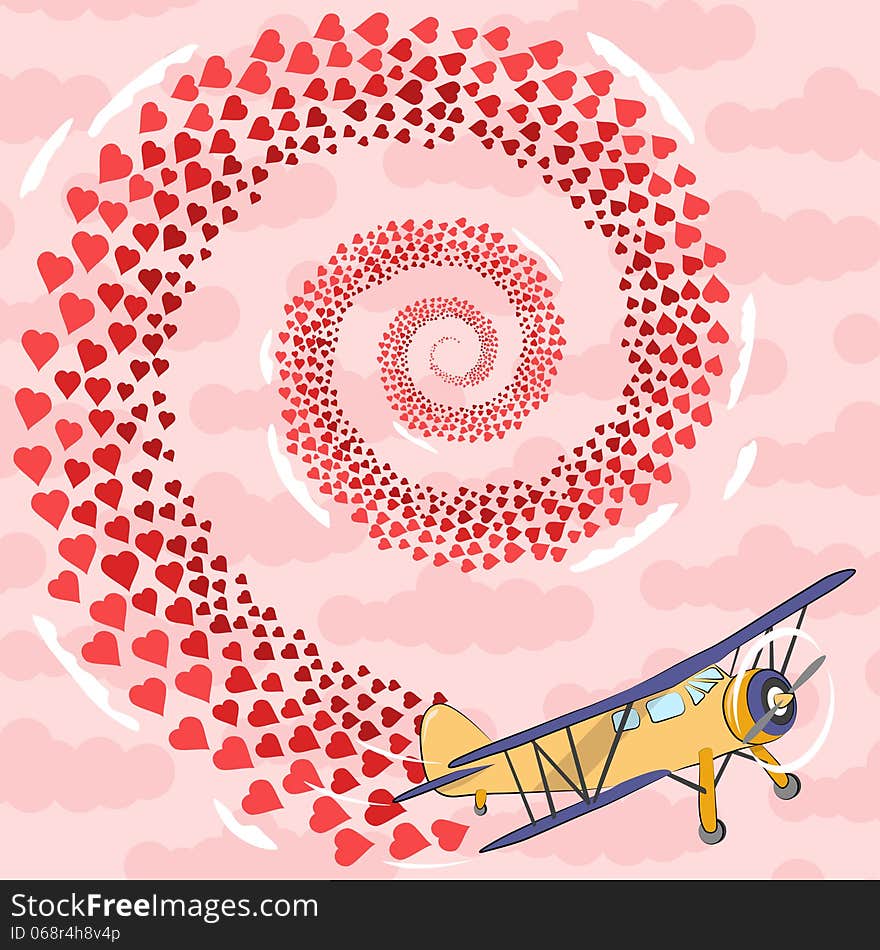 Plane with hearts