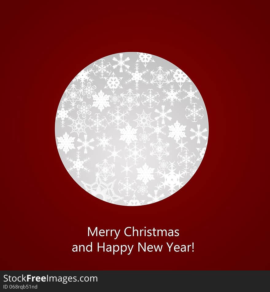 Abstract Christmas ball cutted from paper on red background