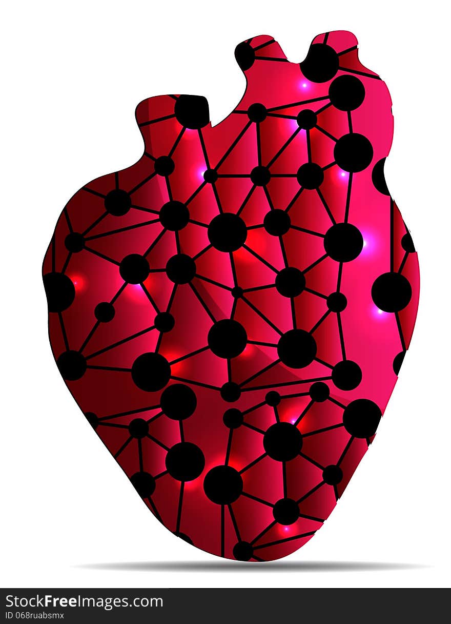 Unhealthy heart illustration concept. Isolated on a white background.