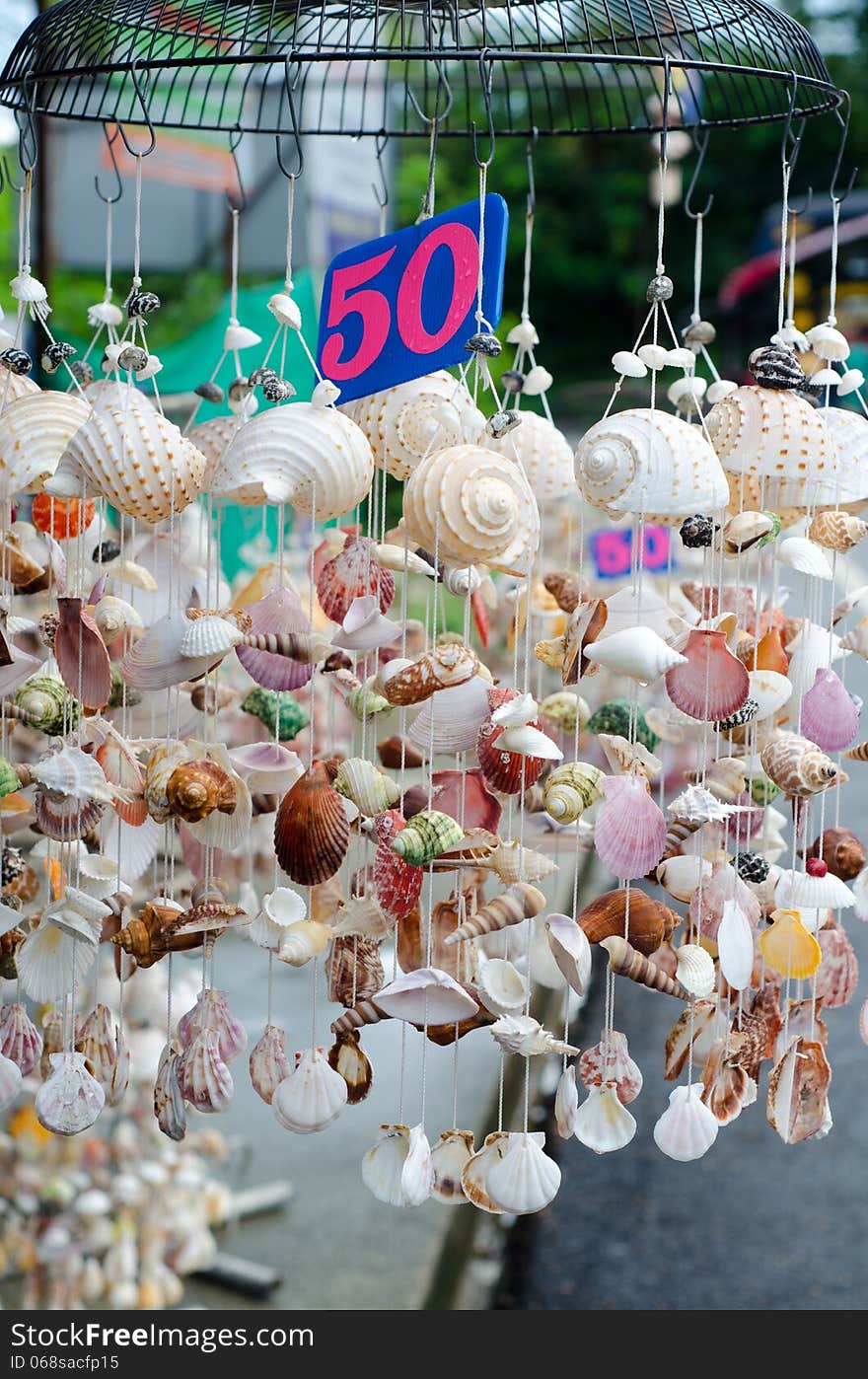 Mobile made from various shells for sale in Phuket,Thailand