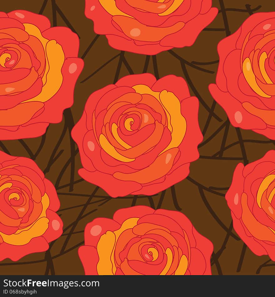 Vector rose on an abstract background