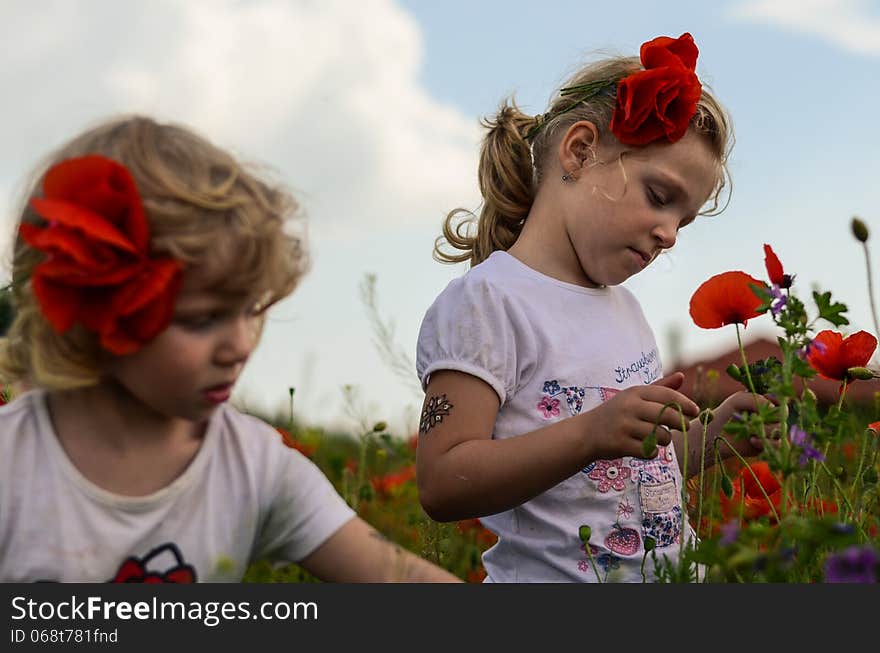 Girls With Red Poppy