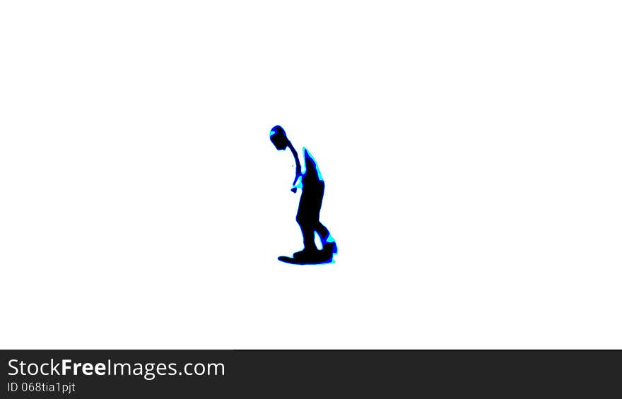 Contrast Snowboarder On A White Background