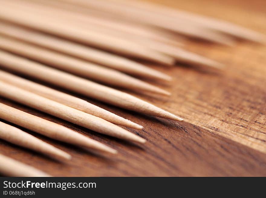 Macro shot of wooden toothpicks. Macro shot of wooden toothpicks