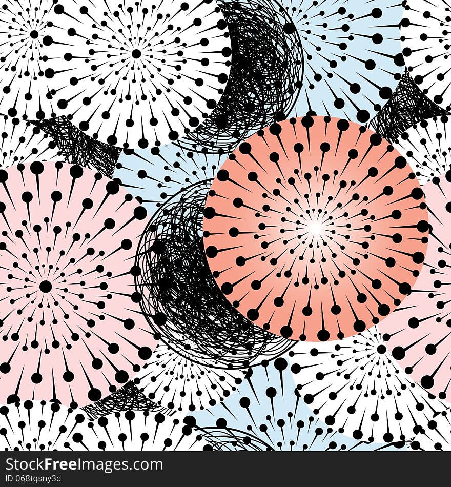 Graphical abstract seamless floral pattern of different circular items. Graphical abstract seamless floral pattern of different circular items