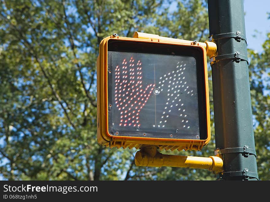 Close up view of traffic light STOP and GO