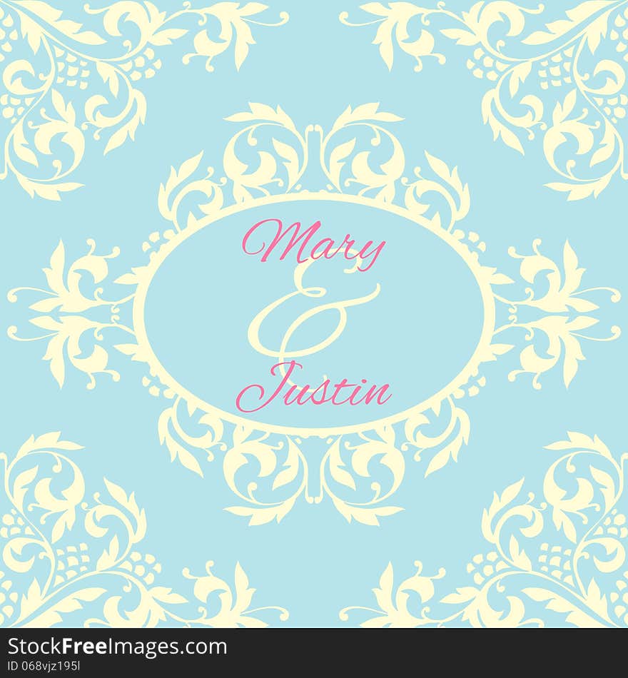 Wedding card or invitation with abstract floral background