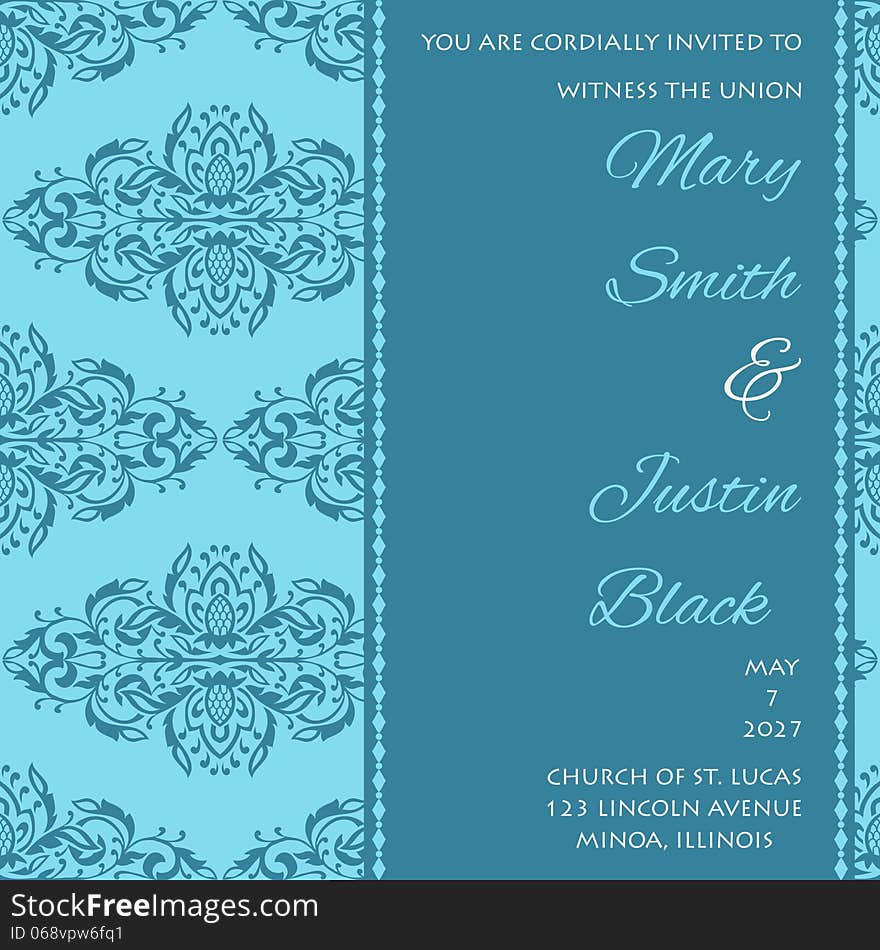 Wedding card or invitation with abstract floral background