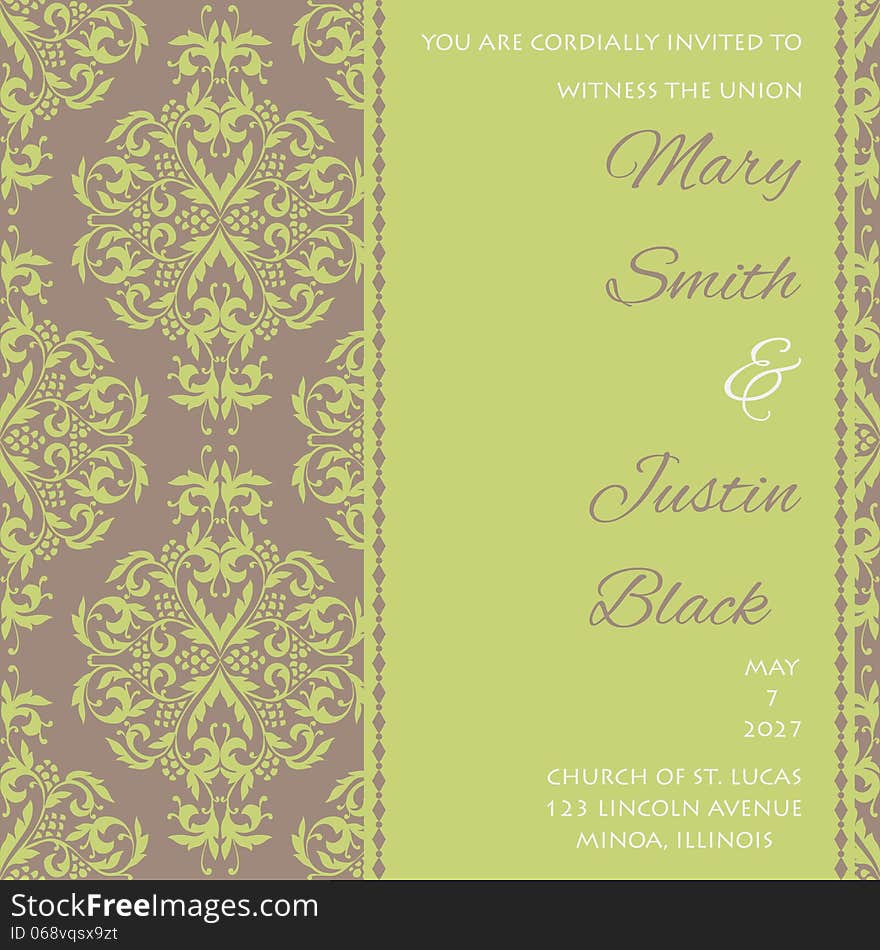 Wedding card or invitation with abstract floral background