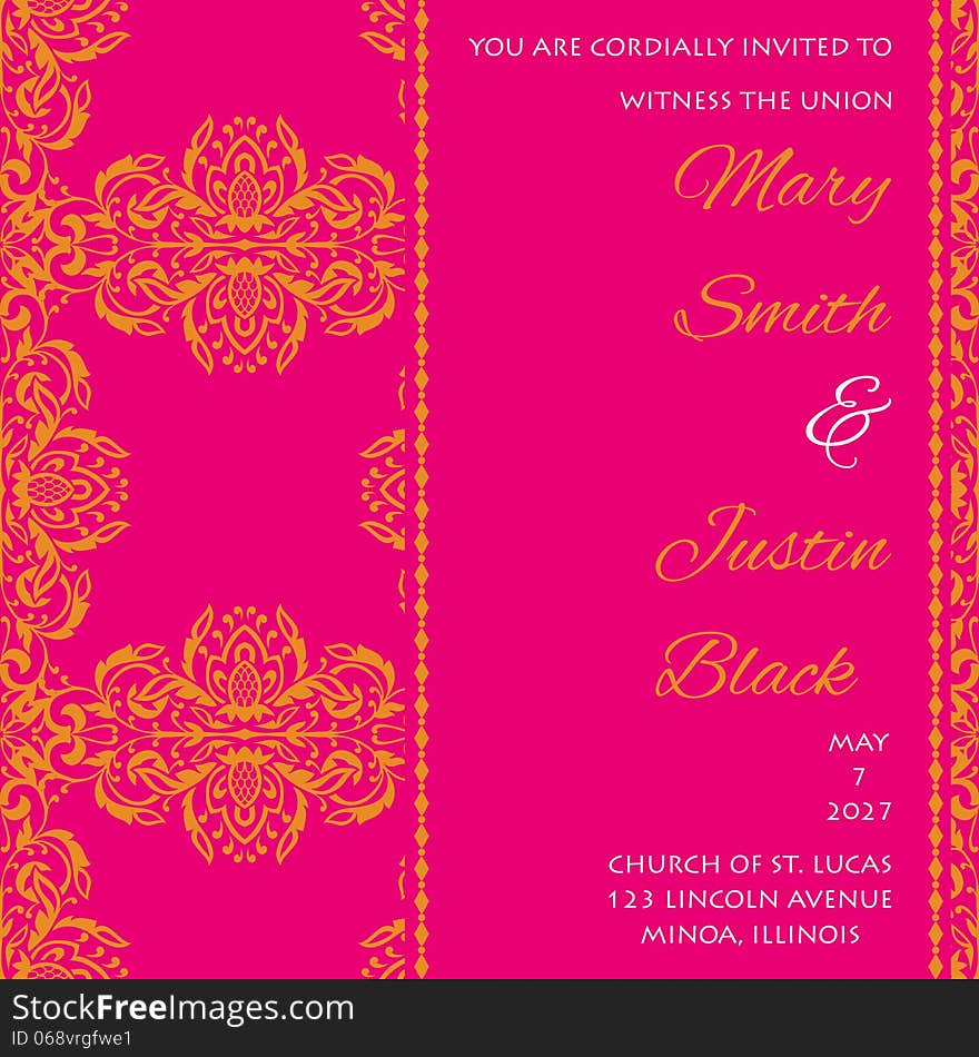 Wedding card or invitation with abstract floral background