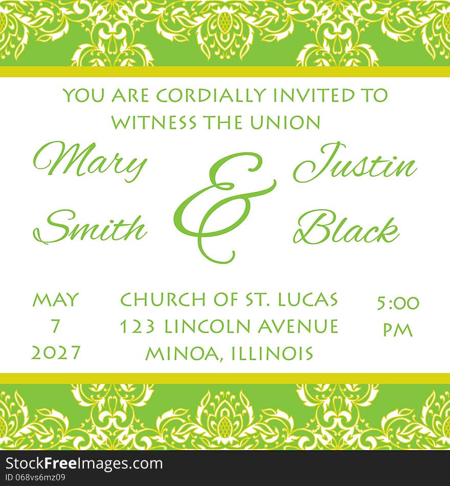 Wedding card or invitation with abstract floral background