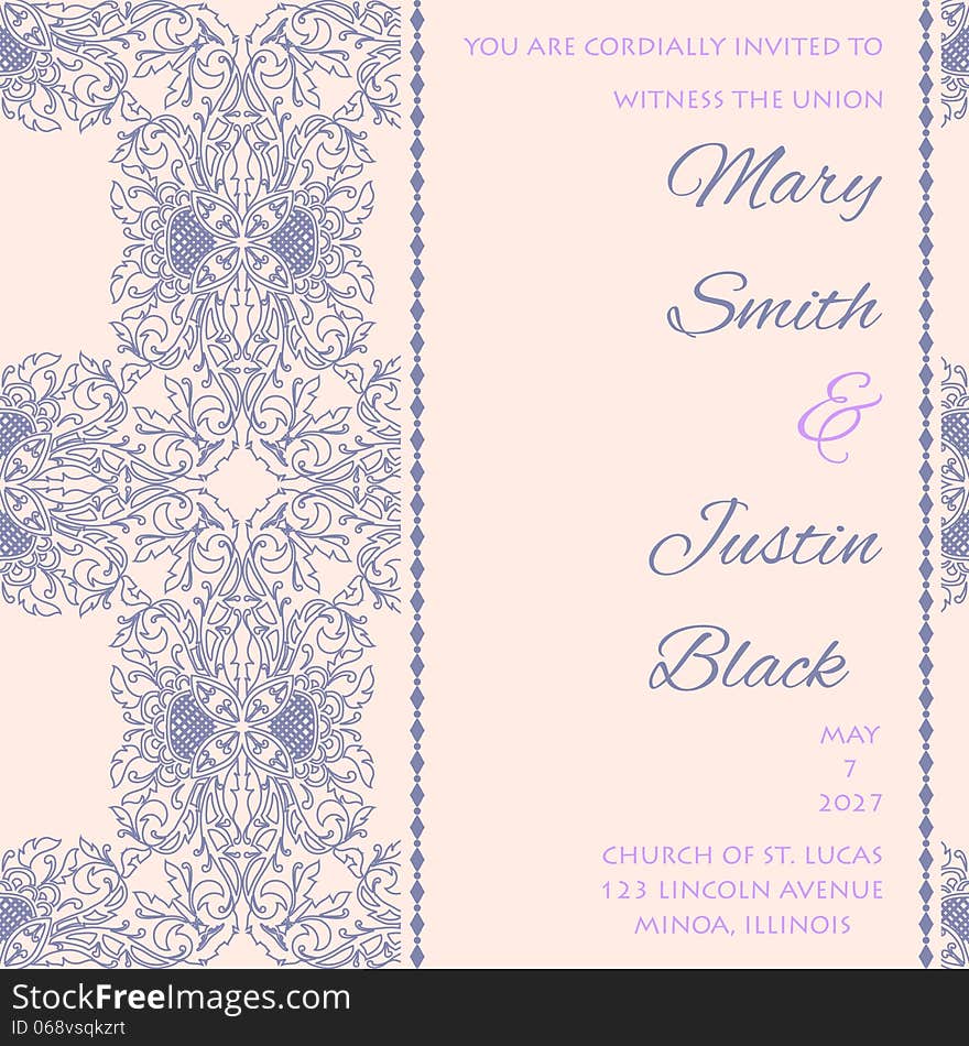 Wedding card or invitation with abstract floral background