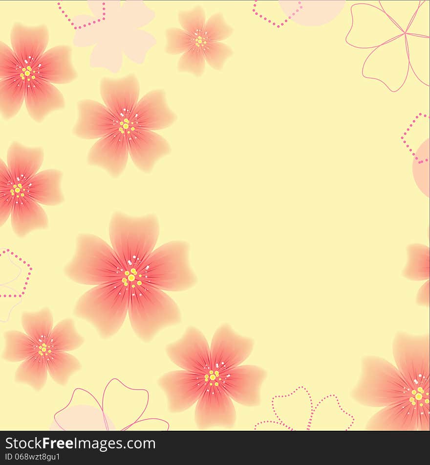 Cute background with pink flowers