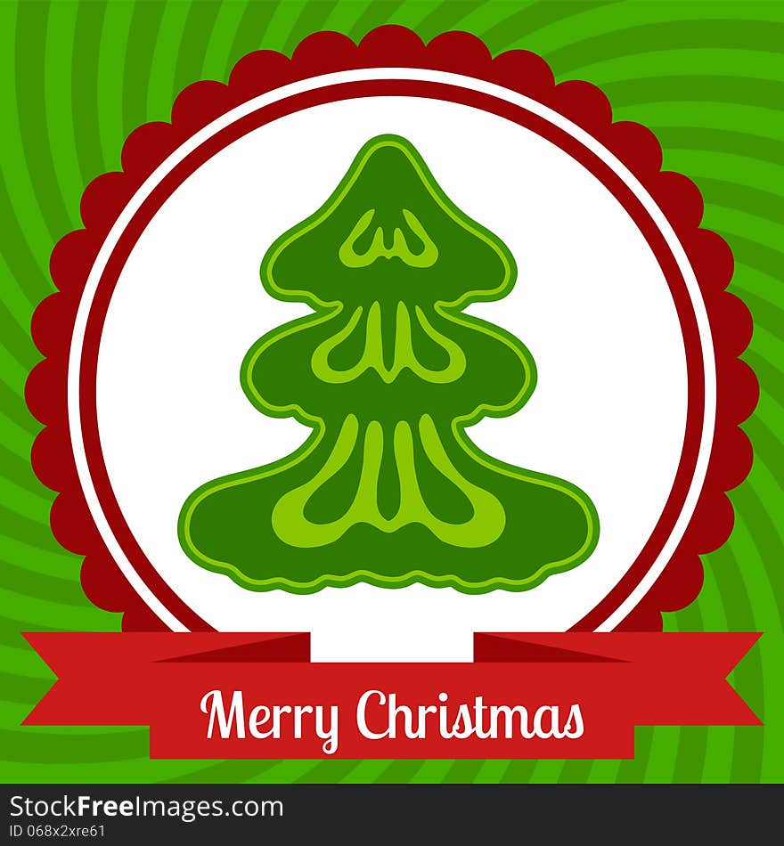 Christmas greeting poster with tree. Christmas greeting poster with tree