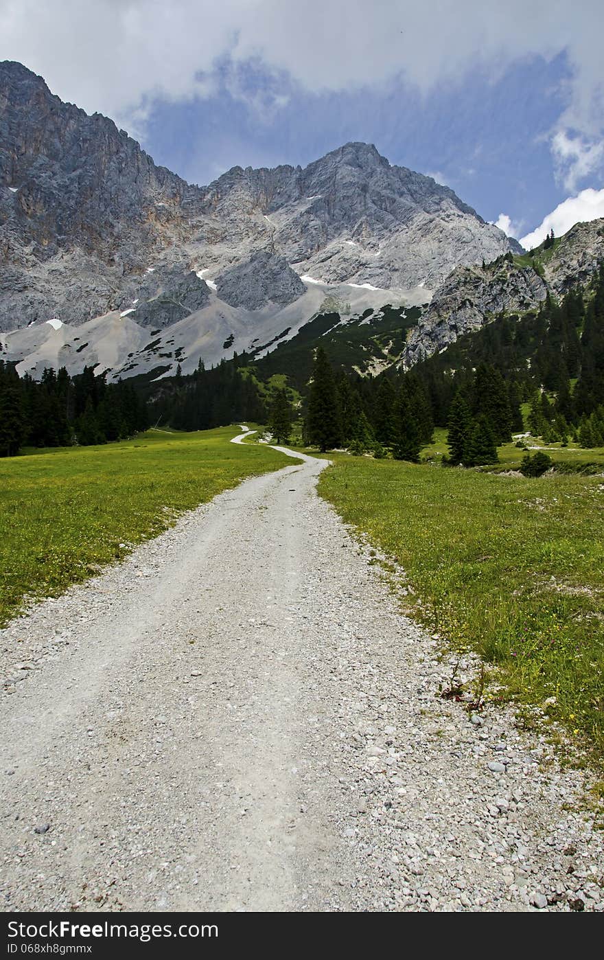 Hiking Path In The Alps.