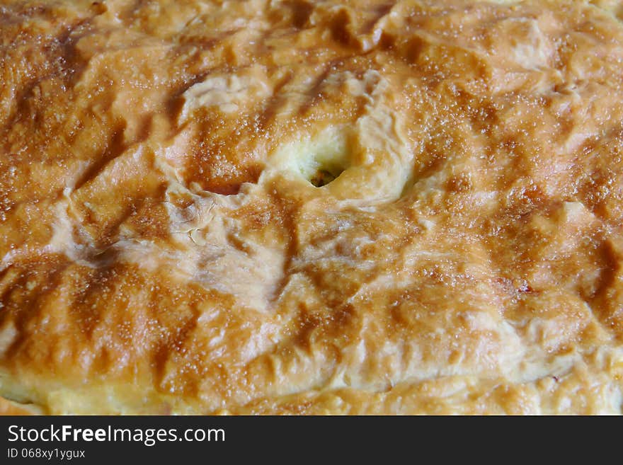 Image of Russian Traditional handmade ruddy pie. Image of Russian Traditional handmade ruddy pie