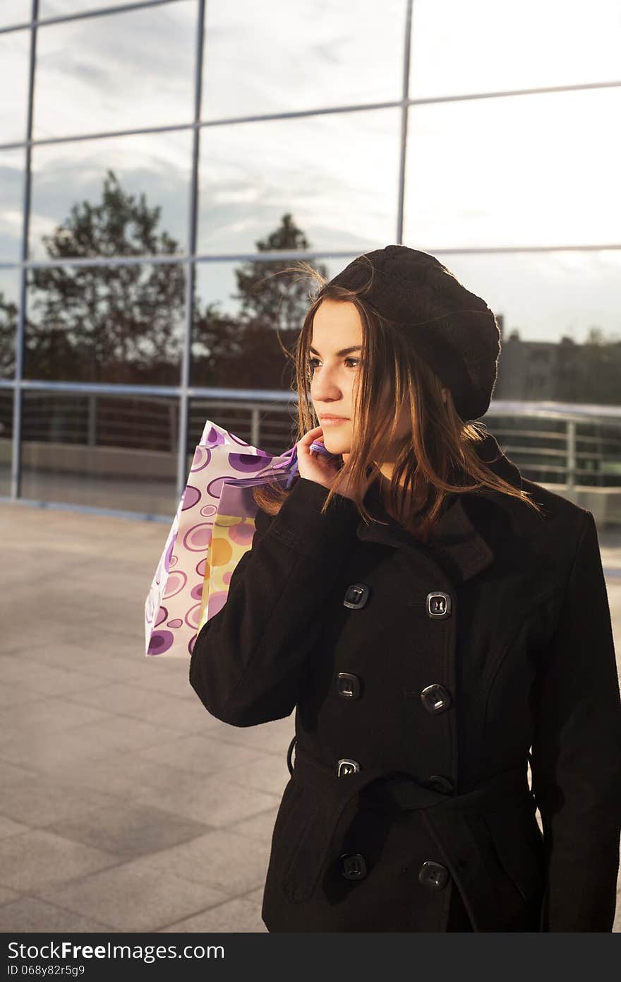 young woman with shopping bags-shopping