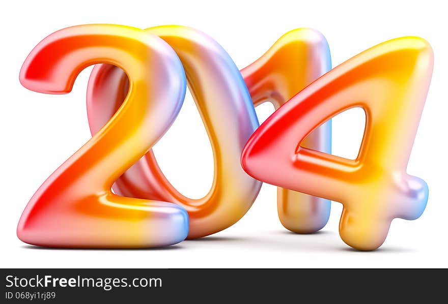 2014 New Year digits isolated on white background. 3d illustration.