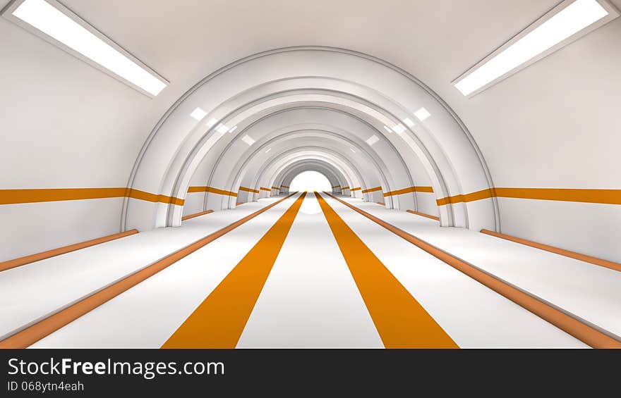 3d design. Futuristic interior corridor SCIFI