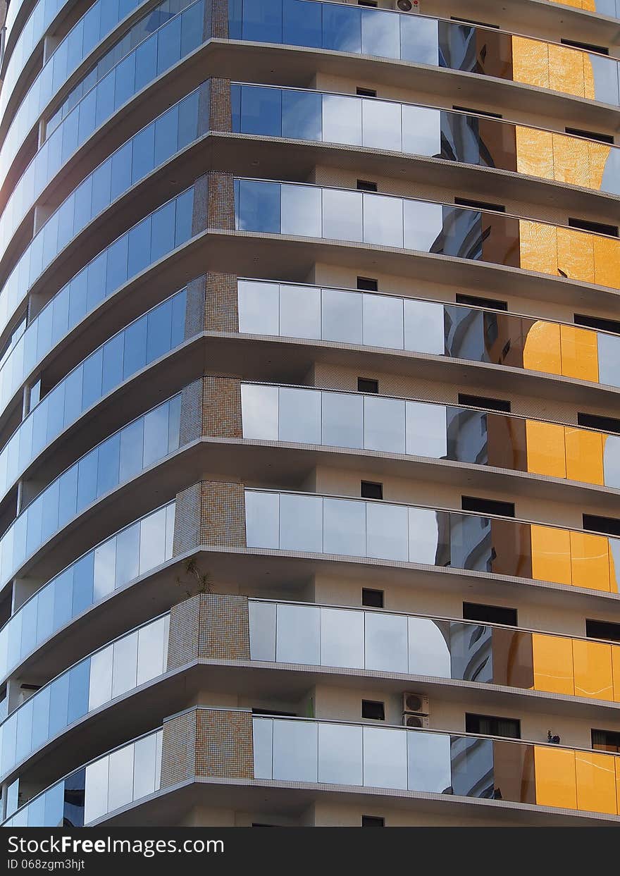 Modern office building in Brazil in closed from long focal lens perspective - Amazonia - Brazil