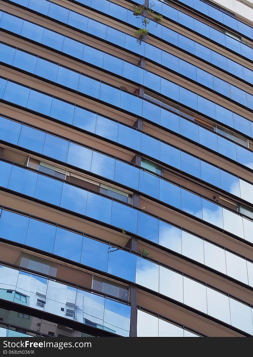 Modern office building in Brazil in closed from long focal lens perspective - Amazonia - Brazil