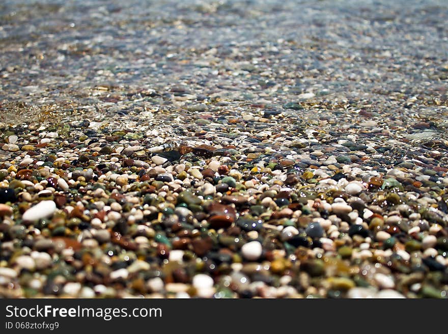 Waves lapping on pebble beach