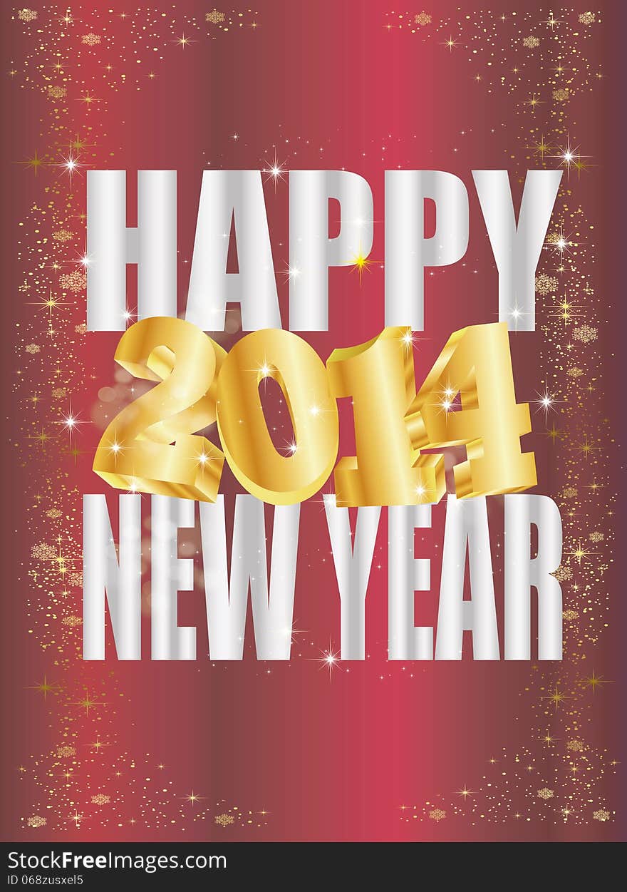 3d text 2014 whit happy new year in red background. 3d text 2014 whit happy new year in red background