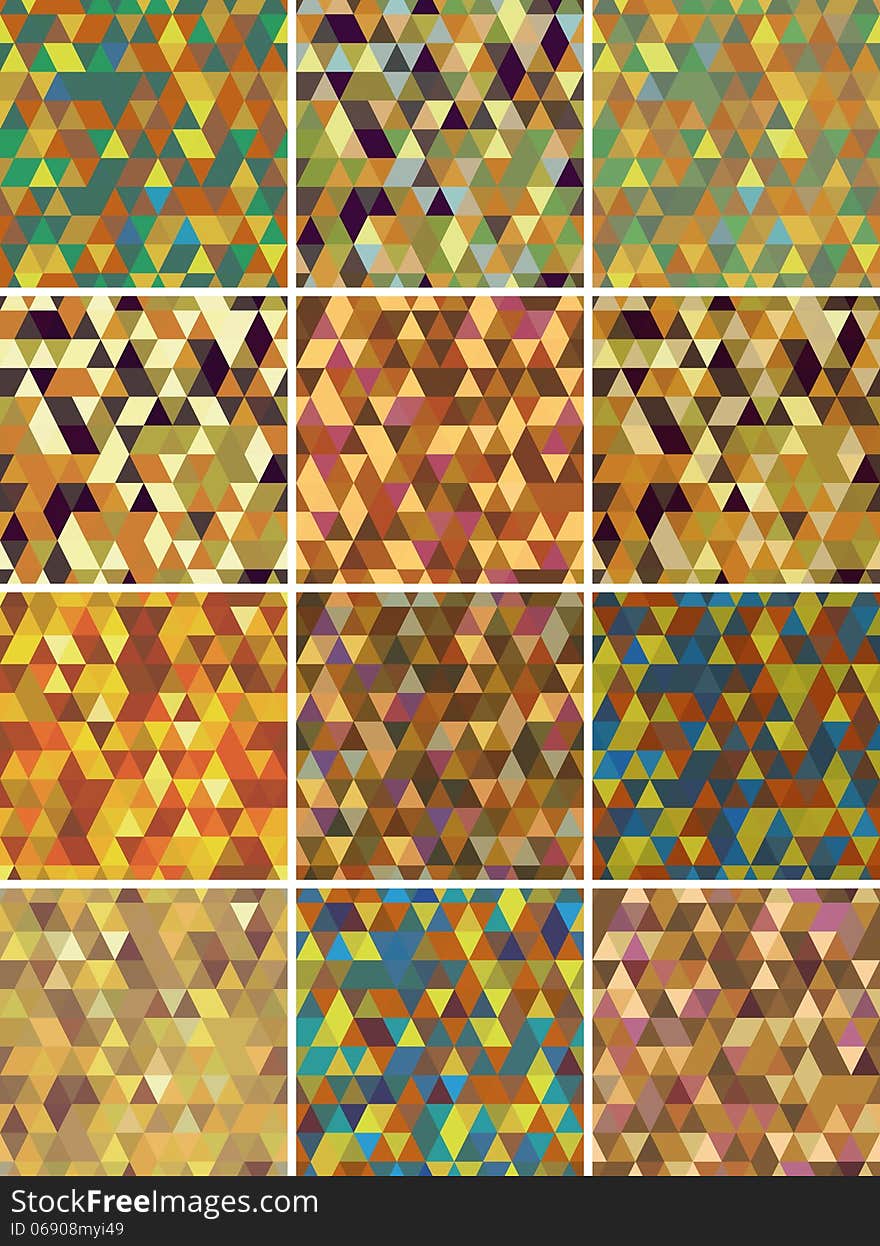 Set Of Geometric Seamless  Pattern.