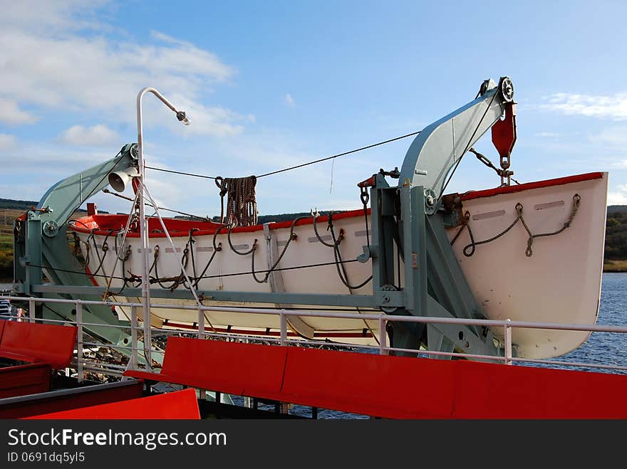 Lifeboat on a ship